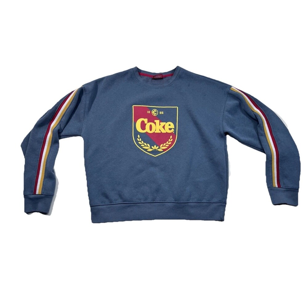 VTG Coca-Cola Sweatshirt S 90s Y2K Cotton Crewneck Coke Pullover Graphic Stripe